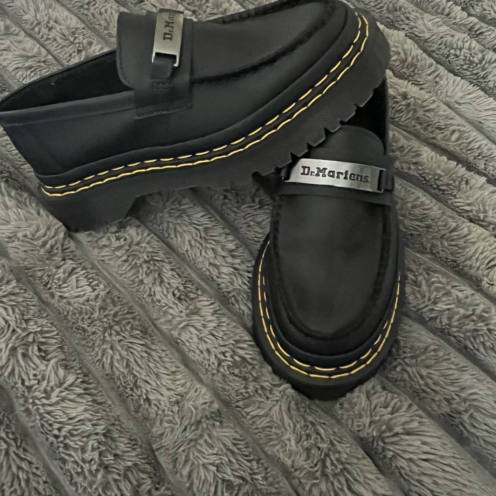 Dr. Martens Black Loafers with Yellow Accents - Picture 2 of 3